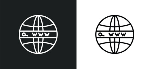 domains line icon in white and black colors. domains flat vector icon from domains collection for web, mobile apps and ui.