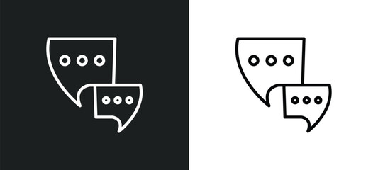 Wall Mural - communication tool line icon in white and black colors. communication tool flat vector icon from com