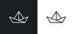 paper boat line icon in white and black colors. paper boat flat vector icon from paper boat collection for web, mobile apps and ui.