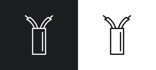 Wall Mural - wiring line icon in white and black colors. wiring flat vector icon from wiring collection for web, mobile apps and ui.