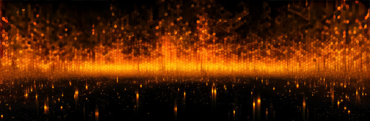 Wall Mural - abstract design flames of an orange fire on a black background, pixelated landscapes, grid-based, mi
