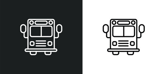 Canvas Print - school bus line icon in white and black colors. school bus flat vector icon from school bus collection for web, mobile apps and ui.