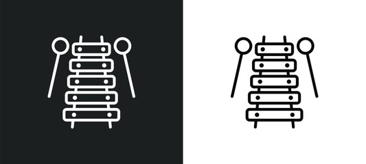 Wall Mural - xylophone toy line icon in white and black colors. xylophone toy flat vector icon from xylophone toy