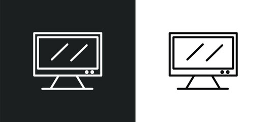 Wall Mural - big tv line icon in white and black colors. big tv flat vector icon from big tv collection for web, mobile apps and ui.