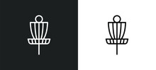 Disc Golf Line Icon In White And Black Colors. Disc Golf Flat Vector Icon From Disc Golf Collection For Web, Mobile Apps And Ui.
