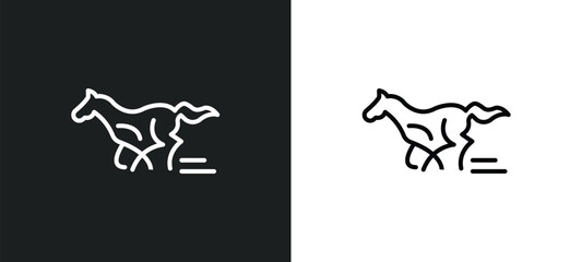 Wall Mural - horse racing line icon in white and black colors. horse racing flat vector icon from horse racing co