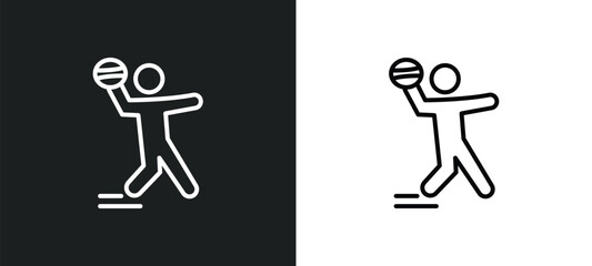 Wall Mural - dodgeball line icon in white and black colors. dodgeball flat vector icon from dodgeball collection 