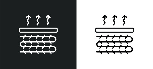 Wall Mural - underfloor heating line icon in white and black colors. underfloor heating flat vector icon from und