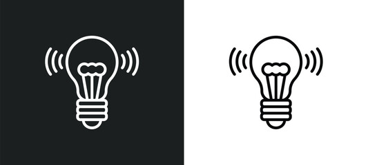 Wall Mural - smart lamp line icon in white and black colors. smart lamp flat vector icon from smart lamp collection for web, mobile apps and ui.