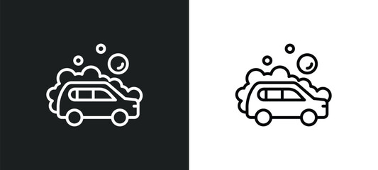 Wall Mural - carwash line icon in white and black colors. carwash flat vector icon from carwash collection for we