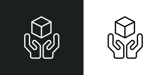 handle with care line icon in white and black colors. handle with care flat vector icon from handle with care collection for web, mobile apps and ui.