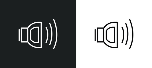 Sticker - sound line icon in white and black colors. sound flat vector icon from sound collection for web, mobile apps and ui.