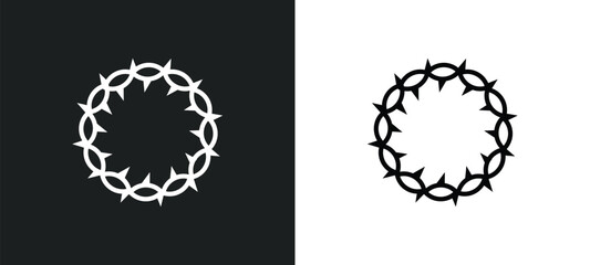 Wall Mural - crown of thorns line icon in white and black colors. crown of thorns flat vector icon from crown of 