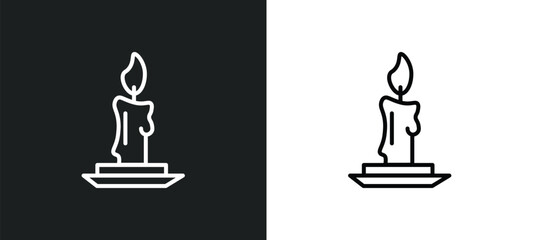 Sticker - candle line icon in white and black colors. candle flat vector icon from candle collection for web, mobile apps and ui.