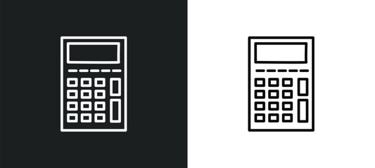 Wall Mural - calculate line icon in white and black colors. calculate flat vector icon from calculate collection for web, mobile apps and ui.