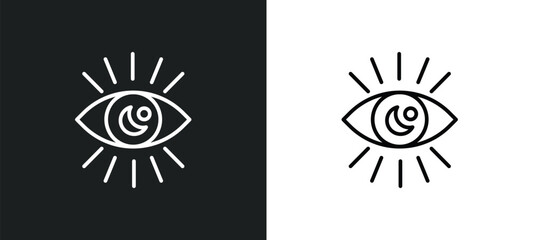 visibility line icon in white and black colors. visibility flat vector icon from visibility collection for web, mobile apps and ui.