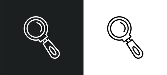Wall Mural - search line icon in white and black colors. search flat vector icon from search collection for web, 