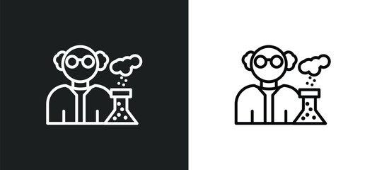 Sticker - chemist line icon in white and black colors. chemist flat vector icon from chemist collection for web, mobile apps and ui.