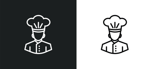 Wall Mural - chef line icon in white and black colors. chef flat vector icon from chef collection for web, mobile