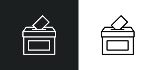 Wall Mural - voting line icon in white and black colors. voting flat vector icon from voting collection for web, 