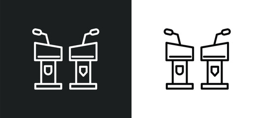 Wall Mural - debate line icon in white and black colors. debate flat vector icon from debate collection for web, mobile apps and ui.