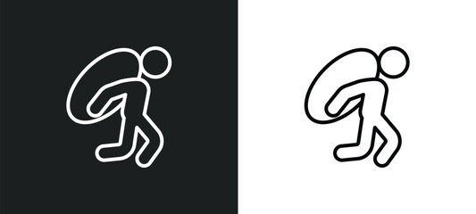 Wall Mural - burden line icon in white and black colors. burden flat vector icon from burden collection for web, 