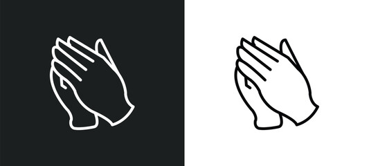 Sticker - claping hands line icon in white and black colors. claping hands flat vector icon from claping hands collection for web, mobile apps and ui.