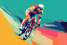Hand-drawn Cartoon Non-competitive Cyclist Flat Art Illustrations In Minimalist Vector Style