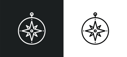 Wall Mural - azimuth compass line icon in white and black colors. azimuth compass flat vector icon from azimuth c