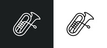 Tuba Line Icon In White And Black Colors. Tuba Flat Vector Icon From Tuba Collection For Web, Mobile Apps And Ui.