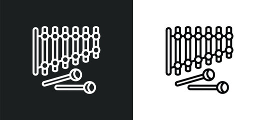 Wall Mural - xylophone line icon in white and black colors. xylophone flat vector icon from xylophone collection 