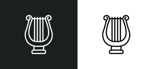 lyre line icon in white and black colors. lyre flat vector icon from lyre collection for web, mobile apps and ui.