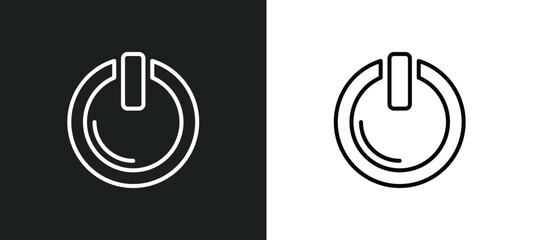 Wall Mural - start button line icon in white and black colors. start button flat vector icon from start button collection for web, mobile apps and ui.