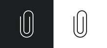 Paperclip Attachment Line Icon In White And Black Colors. Paperclip Attachment Flat Vector Icon From Paperclip Attachment Collection For Web, Mobile Apps And Ui.