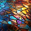 Metallic surface under microscope: unexpected patterns, vibrant hues from light reflection, close - up