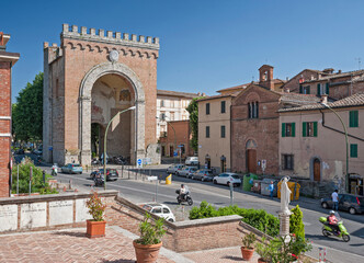 Wall Mural - Siena, Italy - 2015, May 18: The Camollia Antiporto, built in 1270 to provide extra protection for the northern entrance to the city.