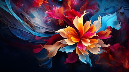 Wall Mural - fractal background with flowers