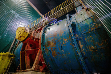 Wall Mural - Large pipe with water regulation system in hydroelectric power plant