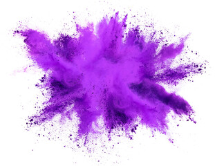 bright purple lilac holi paint color powder festival explosion burst isolated white background. indu