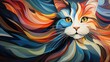 sassy cat impressionist abstract cubism with tiny smooth waves