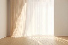 Sunlight, Blowing White Sheer Linen, Blackout Curtain From Open Window, AI