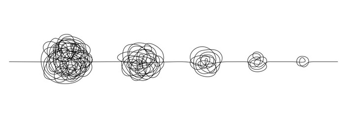 Wall Mural - one continuous line drawing of way from complex chaos to simplicity. concept of problem solving and 