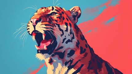 Wall Mural - roaring tiger illustration