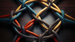 © Clipart Collectors - Corporate connection partnership as ropes shaped as a circle in a group of strings
