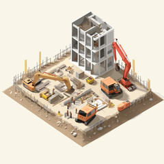 Wall Mural - building site isometric vector flat isolated illustration