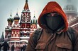 Masked Russian protesters take to roads of Moscow Red Square. Covered faces symbol of defiance and unity. Collective resistance, symbol of resilience and the unyielding spirit of the Russia. AI-made
