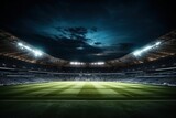 Fototapeta Londyn - A shot of a football stadium with lights made with Generative AI
