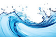 canvas print picture - Blue water swirl splash with little bubbles isolated on clear png background, liquid flowing in form of wave,  with Generative Ai.
