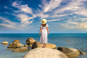 Poster - Woman at Silver Beach on Samui