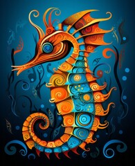 Sticker - Seahorse. Generative AI